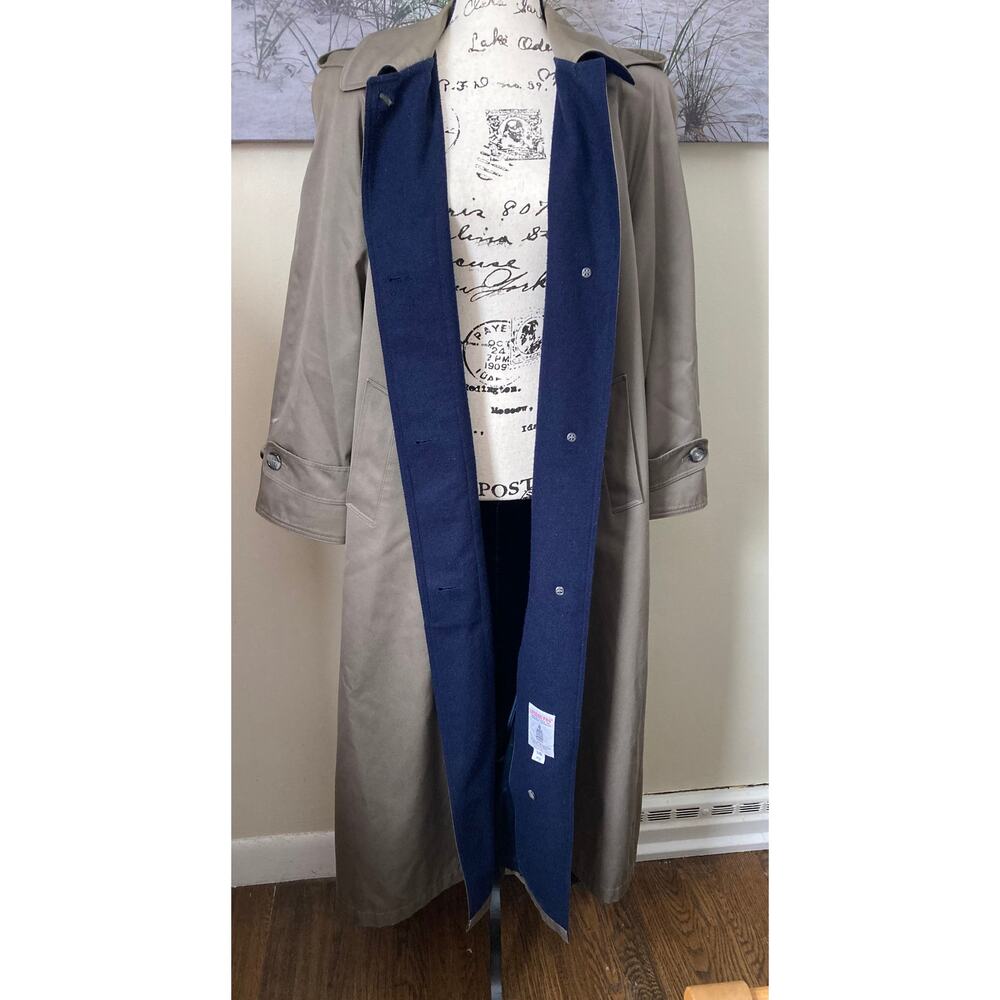 Vintage 1980's classic brown London Fog trench coat, zip out wool lining, sz 14 - Picture 10 of 14